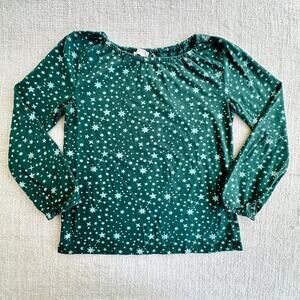 Fat Face Girl's Green Star Print Long Sleeve Top EUC 9/10